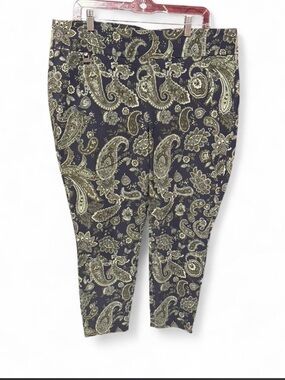 Preswick & Moore Navy and Olive Paisley Dress Or Cropped pants size 2x